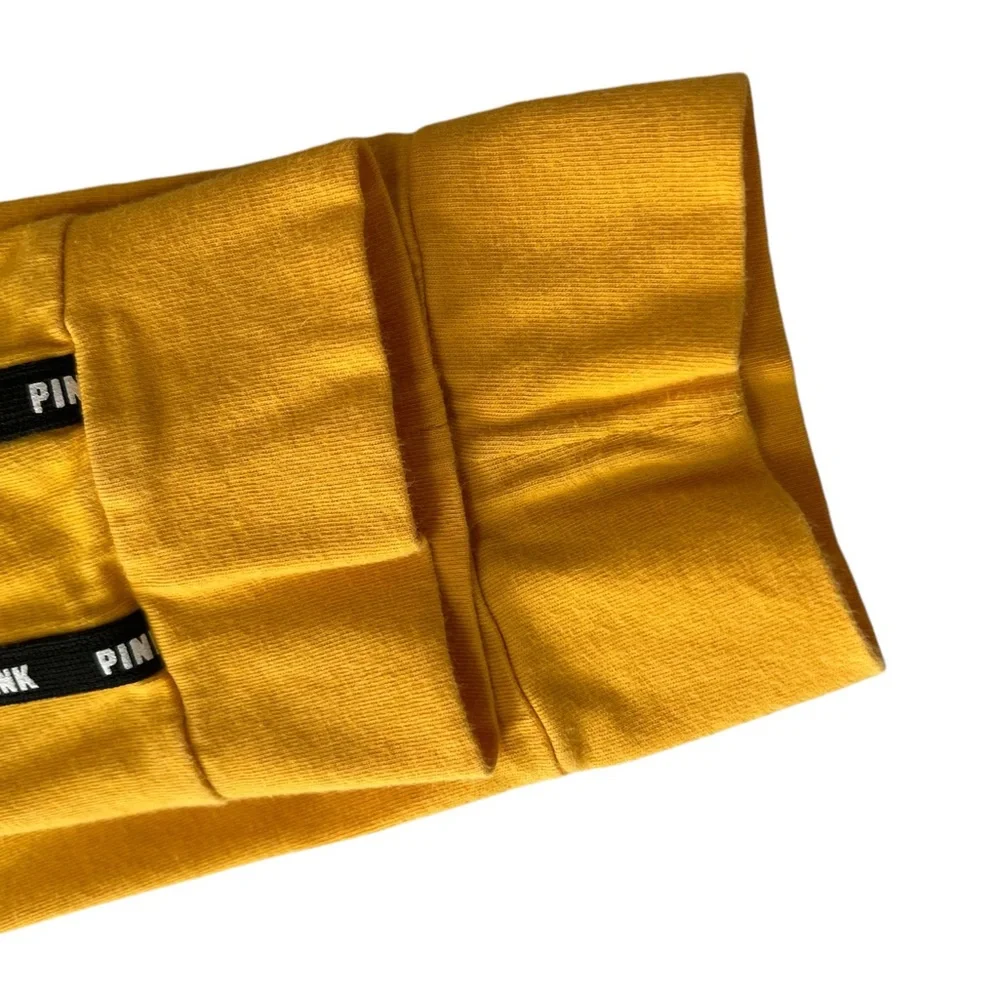 Victoria's Secret Pink Hoodie Varsity Tee Shirt in Golden SZ M | Yellow VS Pink - Picture 10 of 12